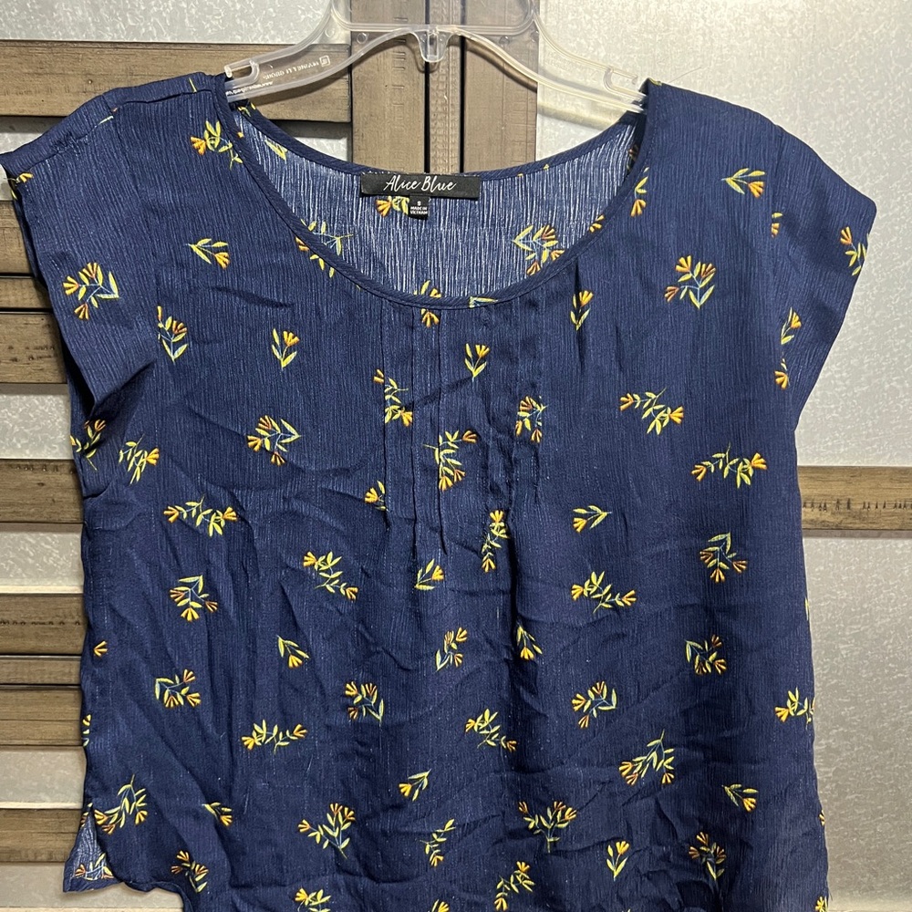 Alice Blue Navy and Yellow Floral Blouse
